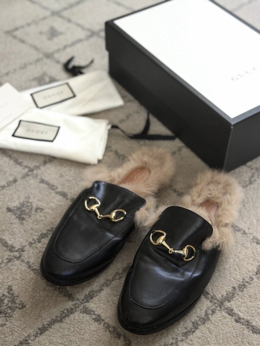 $1090 GUCCI Princetown Slippers Calfskin Fur Womens - Size 41 - Picture 4 of 6